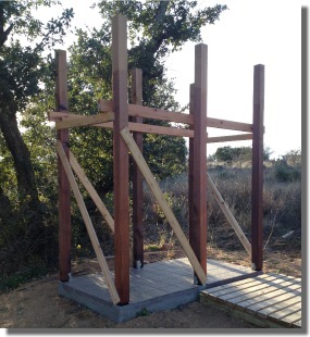 Outdoor Shower with Posts Plumbed and Braced