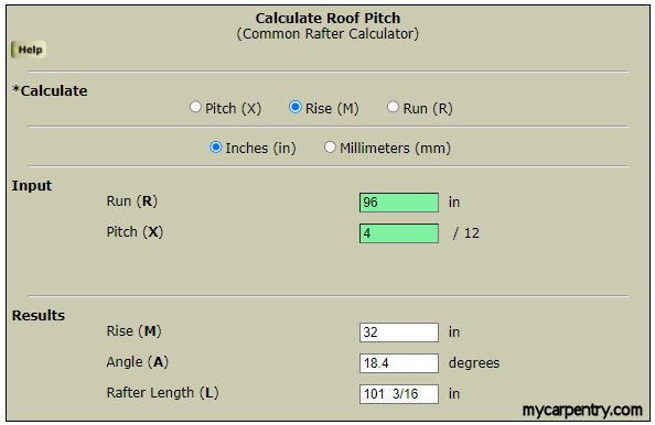 Roof Pitch Calculator